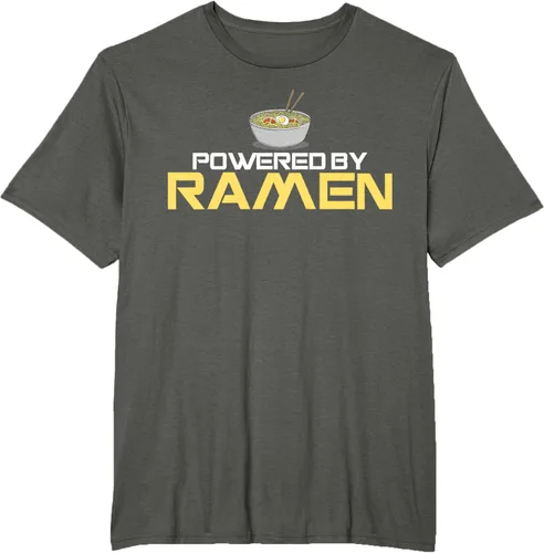 Vista 5 de Camiseta de fideos de anime japoneses Powered By Ramen, Negro, S