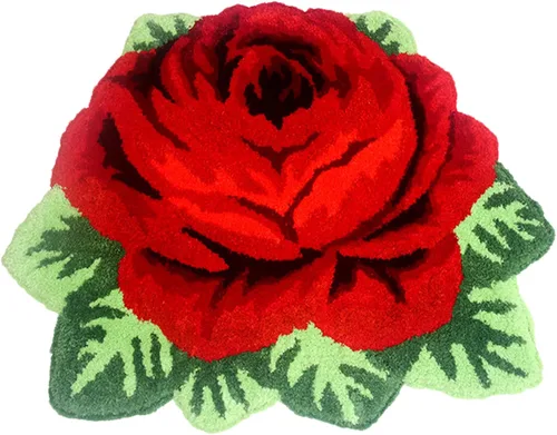 Vista 4 de Alfombrilla Abreeze con 4 rosas, alfombrillas con diseño de flores azul, hecha a mano, antideslizante (no se desliza), alfombrilla moderna, de puede