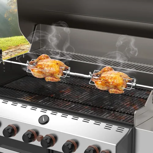 Vista 5 de onlyfire Kit de asador universal para parrilla, varilla hexagonal de 45"-53