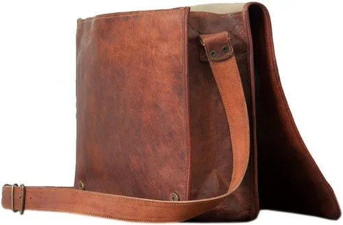 Vista 2 de TUZECH Bolso de cuero genuino hecho a mano vintage rústico cruzado cuerpo mensajero mensajero bolsa de regalo hombres mujeres su portátil, Marrón