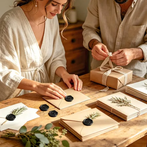 Vista 7 de Whaline 50 calcomanías de sello de cera en relieve, calcomanías de sello de corazón negro, etiquetas autoadhesivas para boda, fiesta de cumpleaños