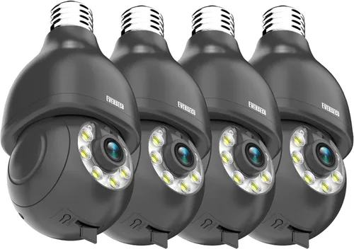 Vista 9 de EVERSECU HD 2K 3.0MP Cámara de seguridad de bombilla inalámbrica con conector de luz E27, seguimiento automático PTZ, audio de dos vías, visión