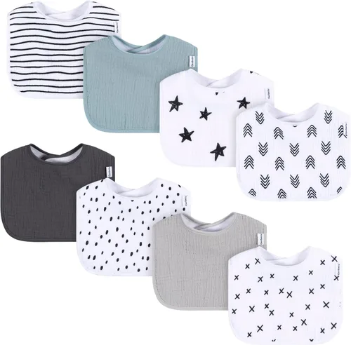 Vista 12 de Baberos unisex para bebé de muselina Gerber, pack de 8 para babeo
