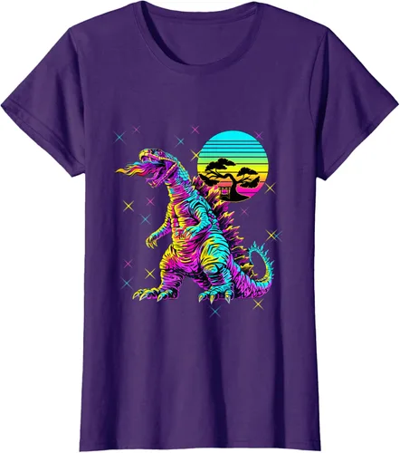 Vista 9 de Cool Streetwear synthwave 80s 90s retro anime snakezilla camiseta, Negro