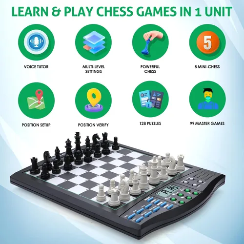 Vista 7 de Tablero de ajedrez electrónico Talking Chess Academy, tablero de ajedrez inteligente con sistema de enseñanza de voz, juego de ajedrez