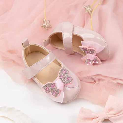 Vista 7 de Zapatos planos Mary Jane para bebés y niñas, suela de goma antideslizante con Bownot para primeros pasos, zapatos de vestir de boda de princesa