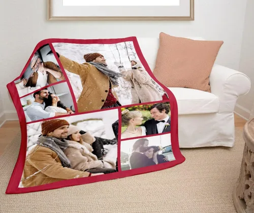 Vista 7 de Novgarden Manta personalizada con foto para novia/novio, "I LOVE You" personalizada de Navidad para pareja, mantas de franela con fotos
