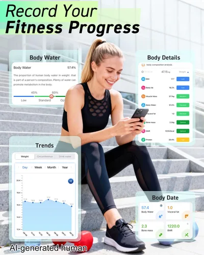 Vista 3 de INSMART Báscula de grasa corporal, báscula inteligente para peso corporal de 0.1 libras de alta precisión, báscula digital de peso de baño para IMC