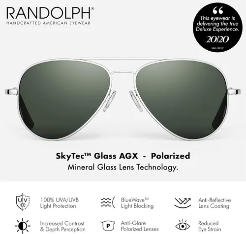 Vista 2 de Randolph USA Concorde Classic Aviator Gafas de sol para hombres o mujeres 100% UV
