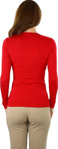 Vista 2 de ToBeInStyle Camiseta de manga larga con cuello en V para mujer