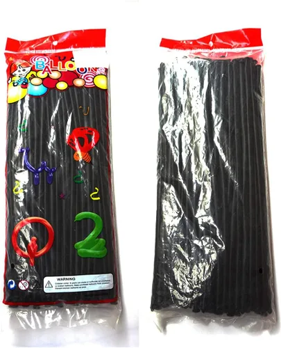 Vista 2 de 260 globos negros, globos largos negros, globos giratorios, globos de 260q, globos delgados, globos largos 100 piezas para globos de animales, lazos