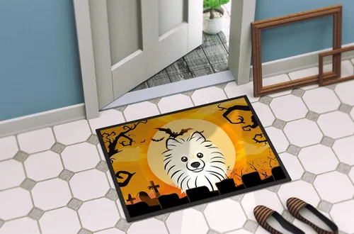 Vista 4 de Caroline's Treasures BB1765MAT - Felpudo de Halloween Pomerania de 18 x 27 pulgadas, tapete para puerta delantera, para interiores y exteriores