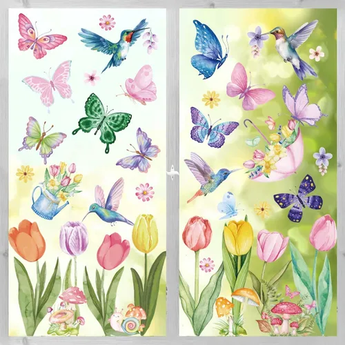 Vista 10 de Decoraciones patrióticas para ventanas del 4 de julio, 9 hojas de calcomanías de ventana de bandera estadounidense para ventanas de vidrio