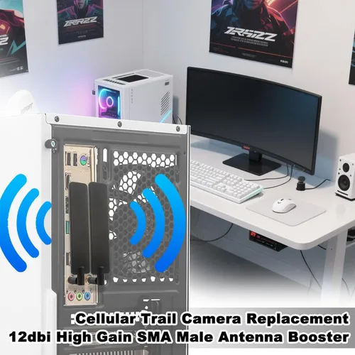 Vista 2 de Reemplazo de cámara de rastro celular mejorado de alta ganancia 12dbi RP-SMA amplificador de antena para Spypoint Link Micro EVO Tactacam Reveal
