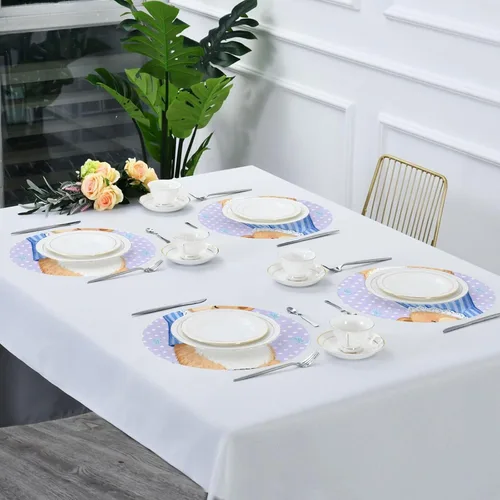 Vista 7 de Cartoon Cute Bear Purple placemats Circle Reusable Chalkboard placemats 15x15 in manteles para mesa