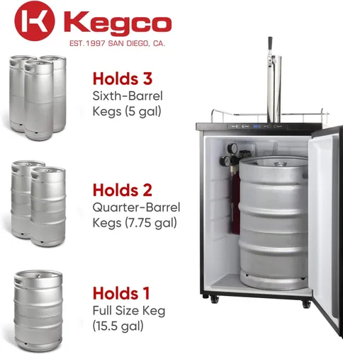 Vista 3 de Kegco HBK309B-1 Dispensador de barriles, negro