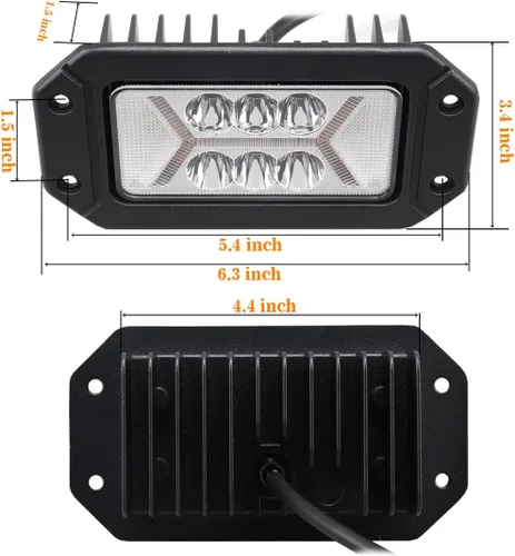 Vista 4 de Chelhead Luces antiniebla LED de montaje empotrado con DRL blanco de 6.3 pulgadas con haz combinado de vainas LED todoterreno compatibles
