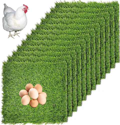 Vista 8 de Hamiledyi 6 almohadillas para anidar pollo, alfombra de césped artificial, alfombra de césped sintético de 12 x 12 pulgadas, lavable, ropa de cama