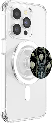 Vista 3 de Black French Bulldog White Sweet Pea Flower Pattern PopSockets MagSafe PopGrip for iPhone