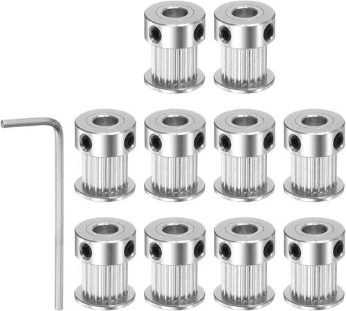 Vista 10 de HARFINGTON Polea de sincronización 2GT 16 dientes de 0.197 in de diámetro 0.512 in de diámetro polea de correa de distribución de aluminio con llave