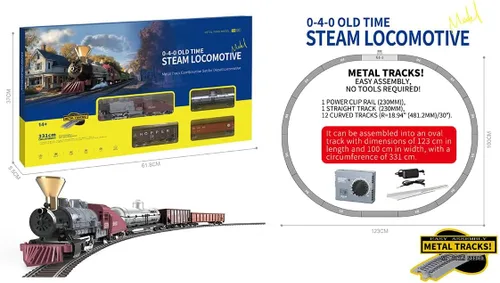 Vista 2 de Modelo de tren a escala HO 1/87, modelo de tren de tiempo antiguo 0-4-0, locomotora eléctrica de metal, tren ferroviario con pista de carro, adorno