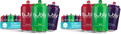 Vista 13 de Bubly - Agua con gas, paquete variado de 6 sabores (zarzamora, lima, cereza, toronja, fresa, mango), cero azúcar y cero calorías, agua con burbujas