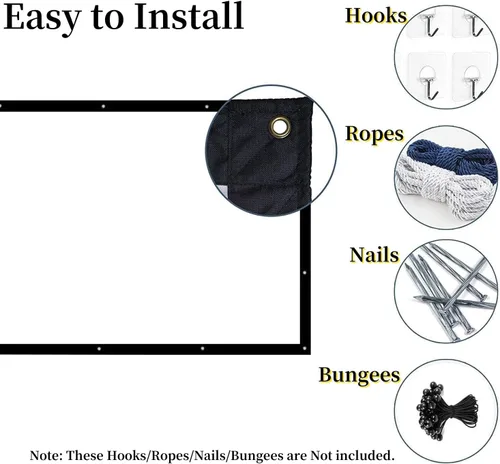 Vista 4 de Pantalla de proyector portátil de 200 pulgadas para exteriores, YF2009SZ 16:9 plegable HD de lona gruesa grande para cine en casa, oficina