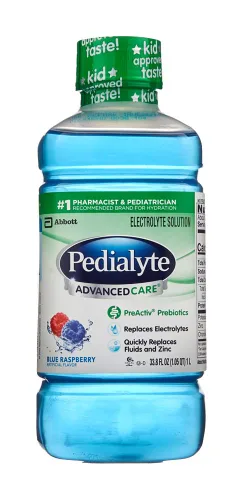 Vista 3 de Pedialyte AdvancedCare Solución de electrolitos, 1 litro, con prebióticos PreActiv, bebida de hidratación, ponche de cereza