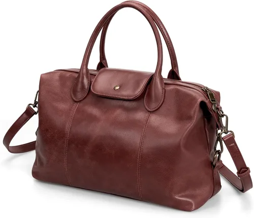 Vista 10 de befen Bolso de mano vintage de cuero genuino para mujer, bolso de mano con asa superior, bolso de cuero grande, bandolera de hombro