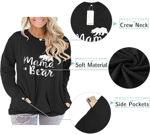 Vista 4 de AURISSY - Sudaderas de manga larga con bolsillos para mujer, tallas grandes
