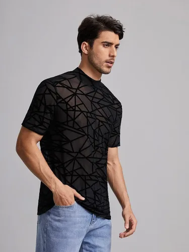 Vista 3 de WDIRARA Camiseta de manga corta con estampado floral para hombre