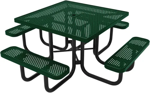 Vista 116 de COATEDOUTDOORFURNITURE Mesa de picnic cuadrada de 46 pulgadas, expandida, color negro