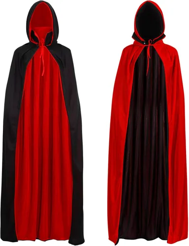 Vista 8 de NOLITOY Capa con capucha de Halloween para mujeres y hombres, capa de bruja vampiro para adultos, capa de Halloween para cosplay, disfraz y fiesta