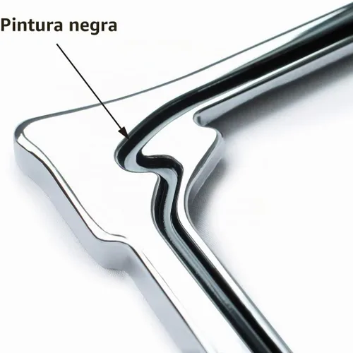 Vista 3 de Marcos de matrícula cromados 3D, aleación de zinc puro (patrón de cuerno 3D)