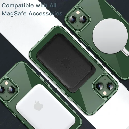 Vista 4 de JETech Funda magnética para iPhone 13 de 6.1 pulgadas, compatible con carga inalámbrica MagSafe, a prueba de golpes, parte trasera transparente