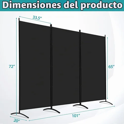 Vista 7 de ZENY Divisor de habitación, 3 paneles plegables de privacidad, panel divisor de habitación independiente para el hogar, oficina, habitación, 101