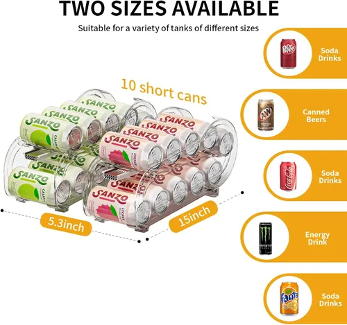 Vista 2 de Organizador de bebidas para refrigerador, dispensador organizador de latas de soda para refrigerador con rodado automático, organiza latas