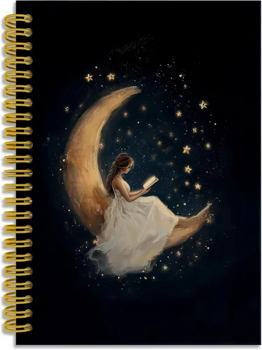 Vista 16 de Dark Witchy Moon Stars Notebook Journal, Celestial Astrology Witchy Gifts for Women Journal, Crescent Moon Face Starry Forest Spiral Notebook
