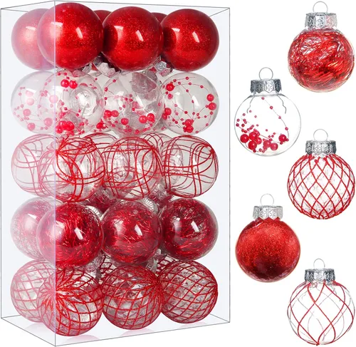 Vista 9 de Juego de adornos de bola de Navidad, 20 unidades, grandes, color negro transparente, inastillables, 3.150 in/3.15 pulgadas, adornos de Navidad
