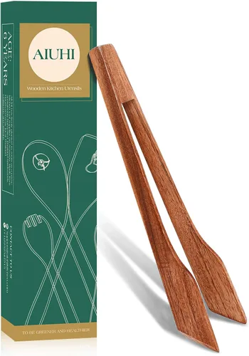 Vista 12 de Espátulas de madera, espátula de cocina plana antiadherente para cocinar, espátula de madera de teca para freír, voltear y girar