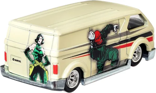 Vista 4 de Hot Wheels Auto de juguete, furgoneta MBK fundida a presión a escala 1:64, neumáticos de Real Riders, chasis y cuerpo de metal/metal, decoración