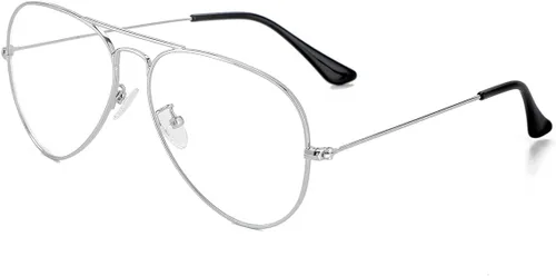 Vista 9 de JOVAKIT Lentes de aviador transparentes para mujeres y hombres, lentes sin receta, lentes de bloqueo de luz azul, marco de metal