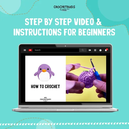 Vista 3 de Penguin Crochet Kit for Beginners & Adults (Purple) – DIY Yarn Craft for Couples, Teens & Animal Lovers Complete Kit w/Hook, Pattern, Step-by-Step