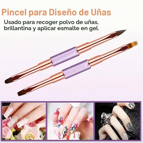 Vista 5 de Juego de cepillos de gel constructor de uñas de 6 piezas, cepillos Púrpura