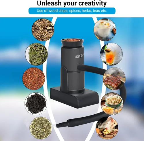 Vista 9 de BORUIT Pistola para Ahumar Cóctel Incluye Virutas de Madera y Accesorios, Ahumador Portátil para Bebidas, Kit de Infusión de Humo