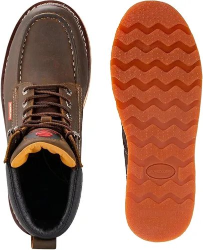Vista 3 de SUREWAY Botas de trabajo para hombre, resistentes, suaves, compuestas, con punta de acero, cómodas, GoodyearWelt, cuero de grano completo, botas