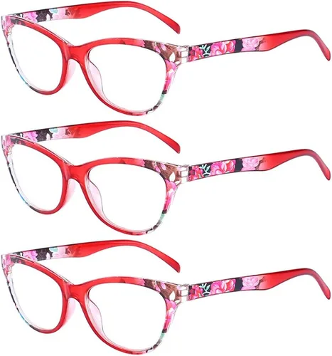 Vista 8 de Gafas de lectura (3 unidades), diseño vintage, diseño floral, lentes de lectura para mujeres y hombres, unisex