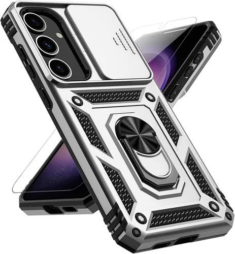 Vista 9 de Funda para Samsung Galaxy S25 Plus con cubierta deslizante para cámara, protector de pantalla HD [probado contra caídas de grado militar] soporte