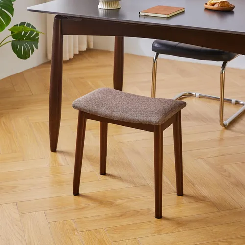 Vista 2 de IBUYKE Taburete de Tocador con Cojín de Silla de Montar, Taburete Reposapiés con Patas de Madera Maciza, Banco de Tocador Otomano Moderno