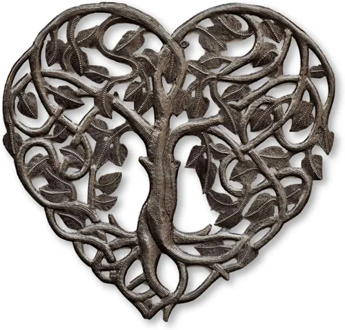 Vista 4 de I Love You with all my Heart, único corazón floral de metal original, placa colgante de pared para interiores y exteriores, colección de regalo